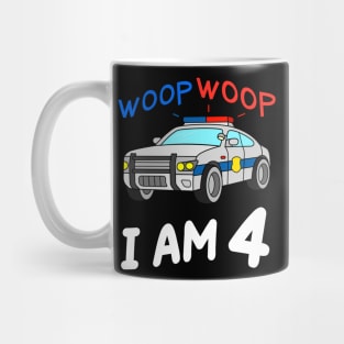 Police Car 4th Birthday Boys Girls Mug